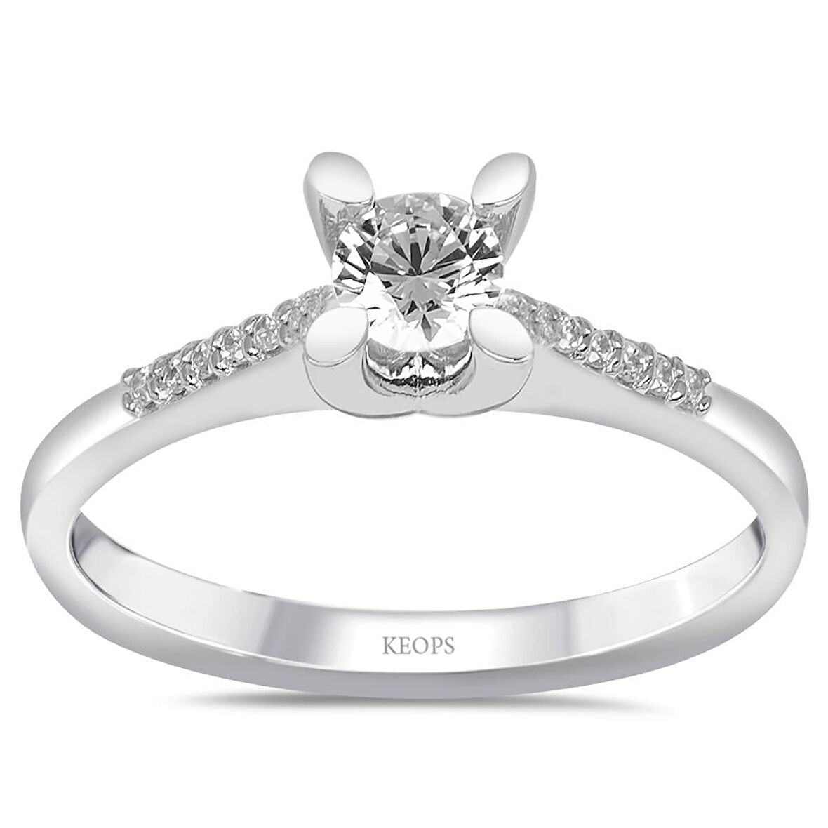  E Renk Toplam 0.37 Karat Pırlanta Kolu Taşlı Tektaş Yüzük