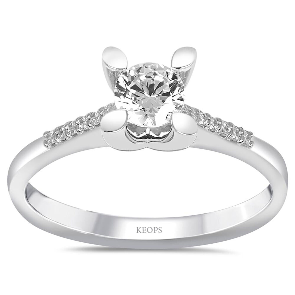 G Renk Toplam 0.52 Karat Pırlanta Kolu Taşlı Tektaş Yüzük