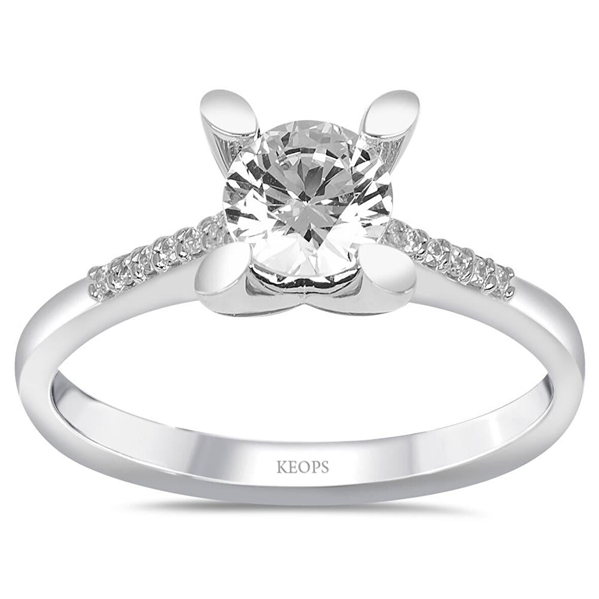  G Renk Toplam 0.72 Karat Pırlanta Kolu Taşlı Tektaş Yüzük