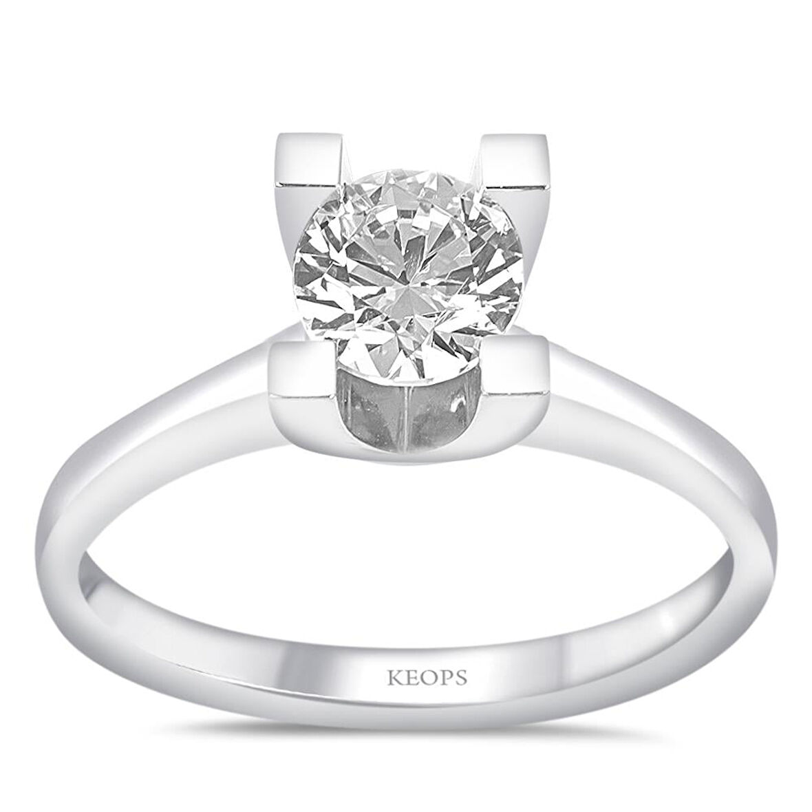 H Renk 0.70 Karat Pırlanta Tektaş Yüzük - HRD Sertifikalı