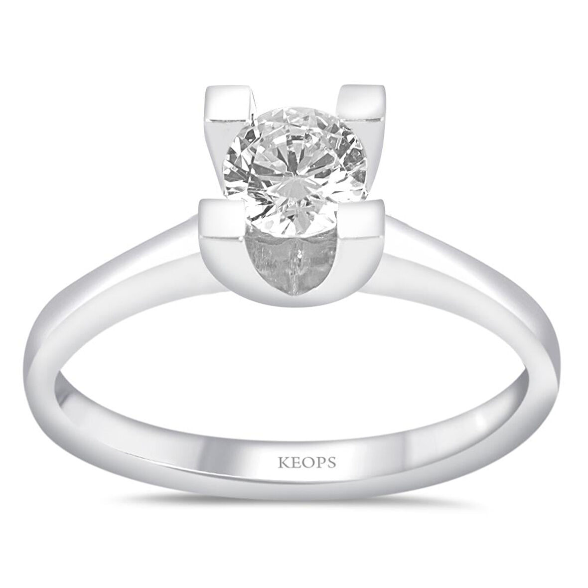 H Renk 0.40 Karat Pırlanta Tektaş Yüzük - HRD Sertifikalı