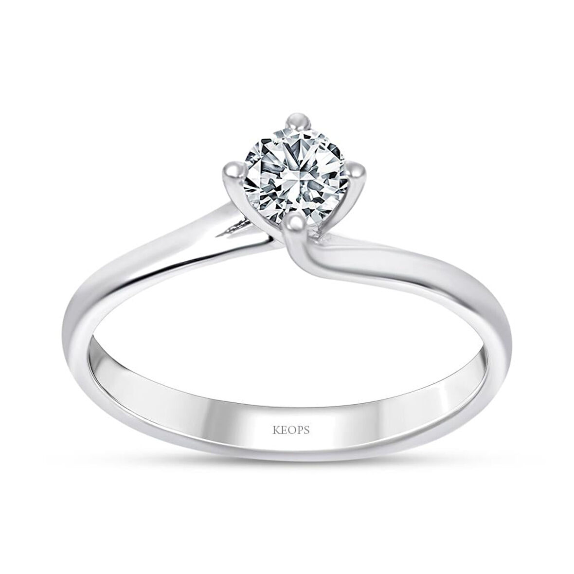 H Renk 0.40 Karat Pırlanta Tektaş Yüzük - HRD Sertifikalı