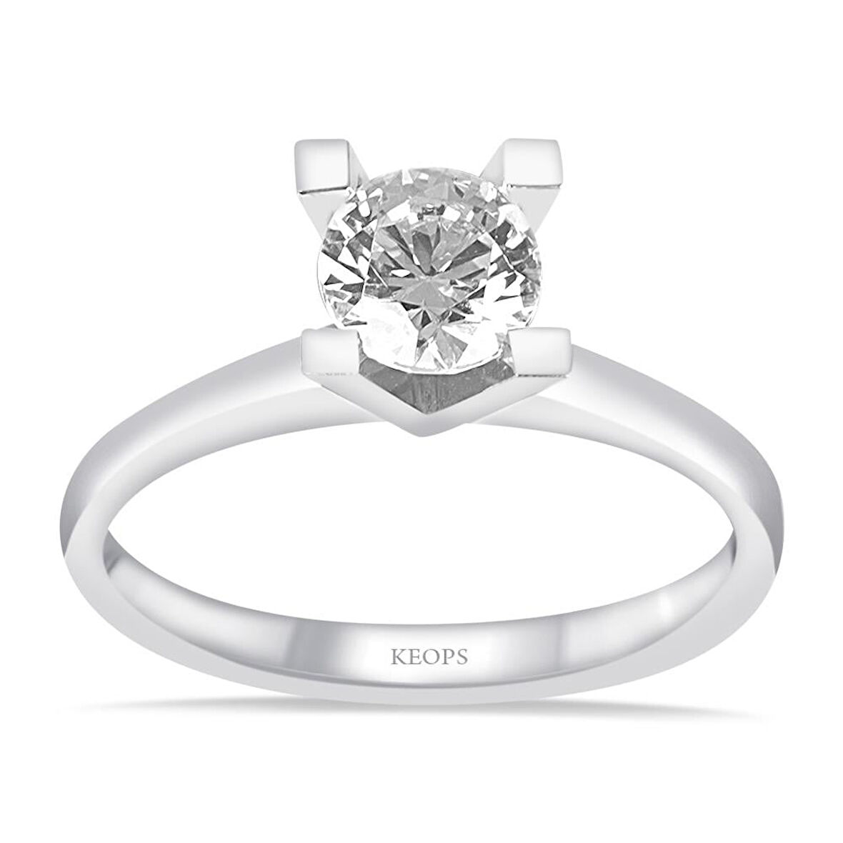 F Renk 0.60 Karat Pırlanta Tektaş Yüzük - HRD Sertifikalı