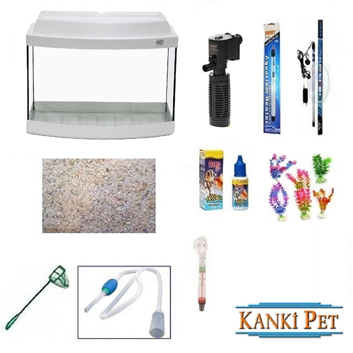 Kanki Pet 50 Cm Lüks Beyaz bombeli Full hazır set