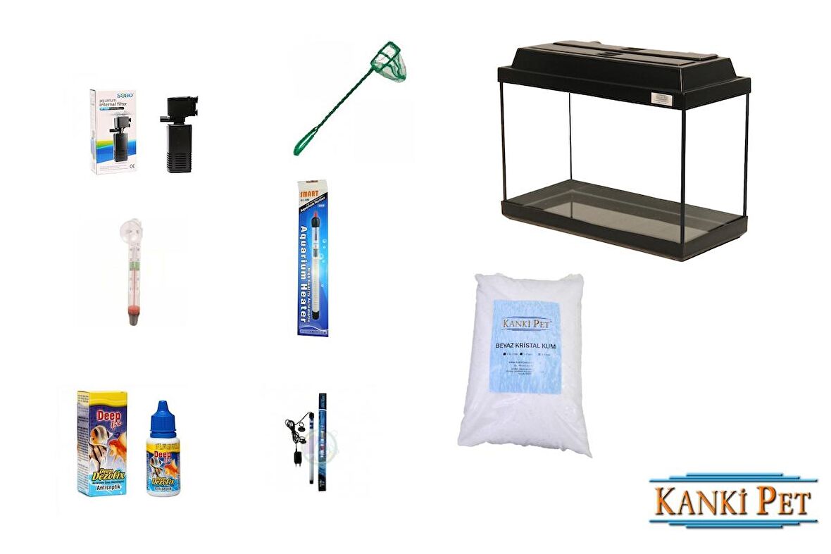 Kanki Pet 50 Cm Siyah Tam Kapaklı hazır Set 39 Litre