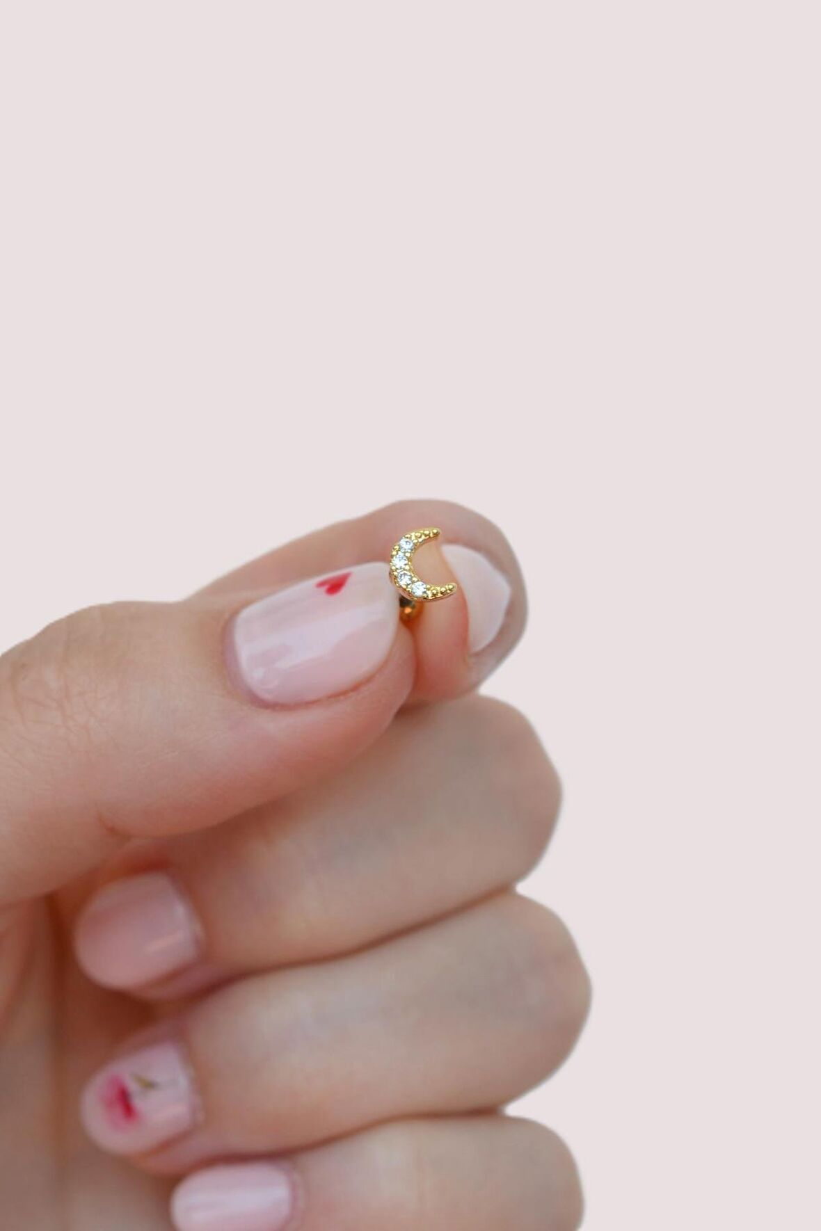 Gold Renkli Taşlı Ay Figürlü Piercing Helix Kıkırdak Conch Lob