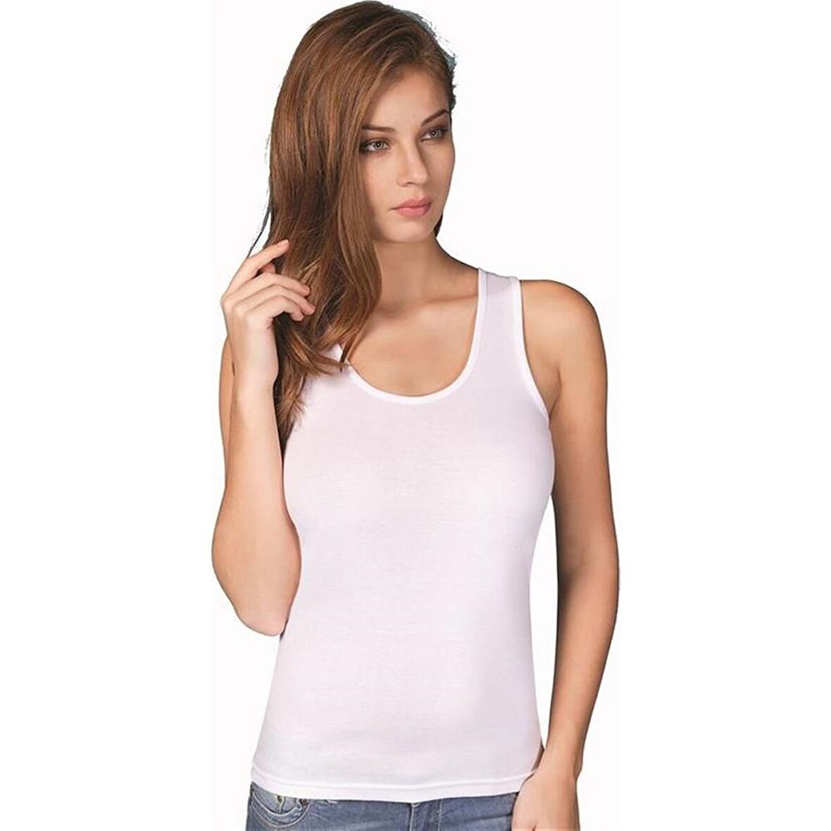 6 Adet Berrak 2037 Kadın Ribana Geniş Askılı Atlet %100 Pamuk