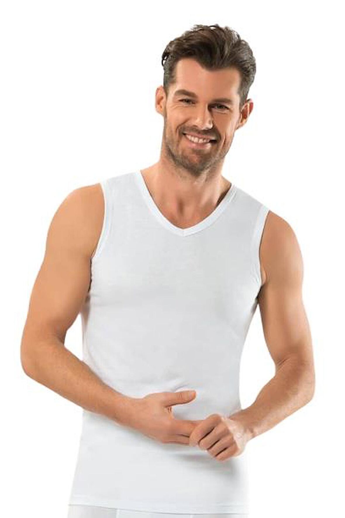 Jiber Erkek V Yaka Sıfır Kol Atlet 6'lı Paket - 123 