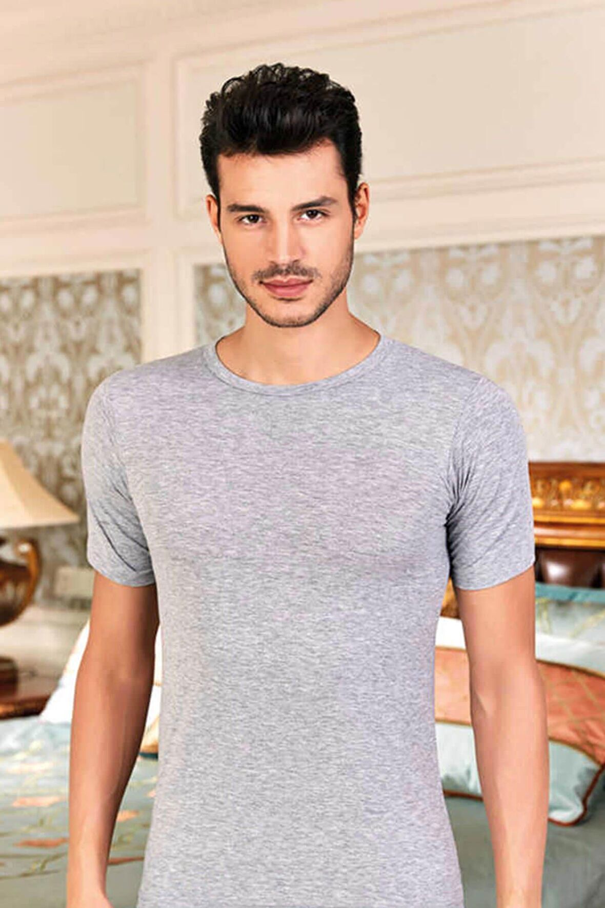 Berrak Erkek Likralı Süprem Kısa Kol Bisiklet Yaka 3'Lü Paket -1024 