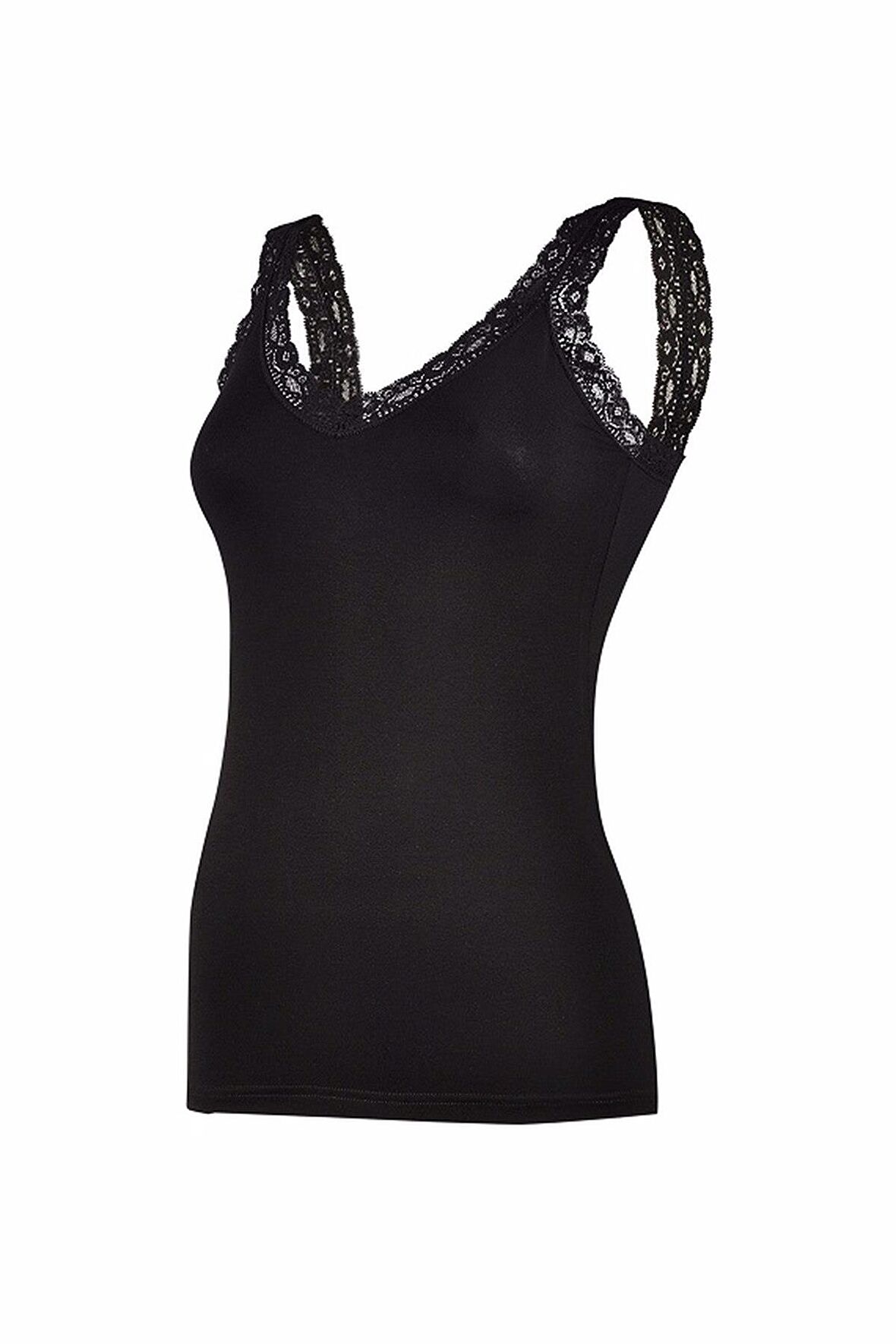 Yıldız Kadın Modal Askıları Dantelli V-Yaka Atlet 3 'Lü Paket -2260-2261-2262