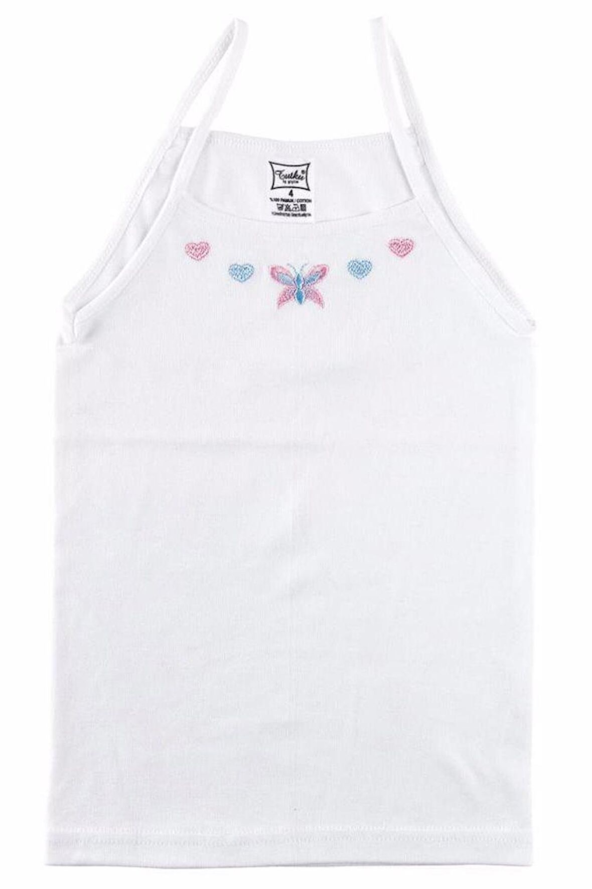 Tutku Kız Çocuk İp Askılı İşlemeli Atlet 0165 - 12 Adet