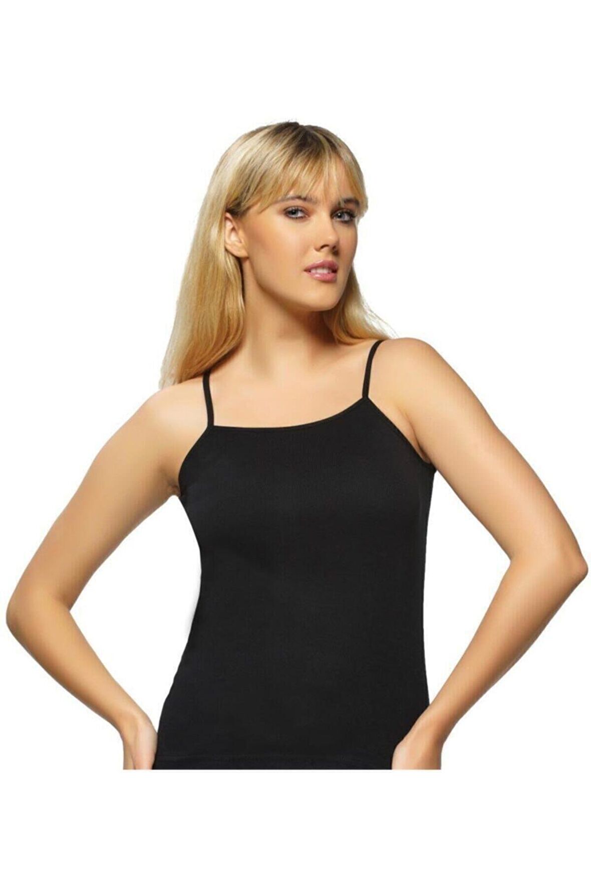 Gümüş Kadın Likralı İp Askılı Düz Biyeli Atlet 4047 - 3 Adet