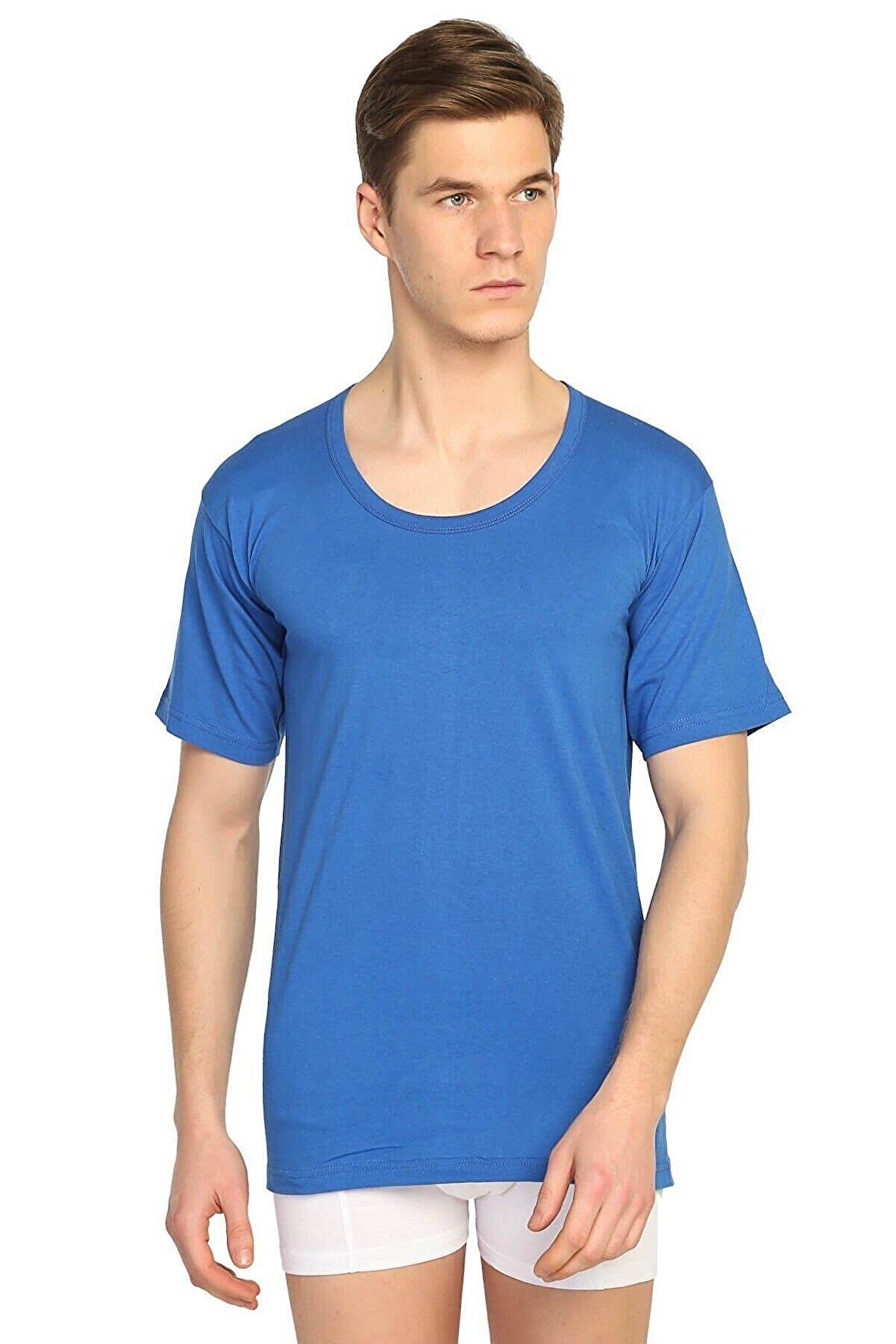 Sedef Yıldızı Erkek Penye Bisiklet Yaka Renkli Fanila Atlet 1009 - 6 Adet