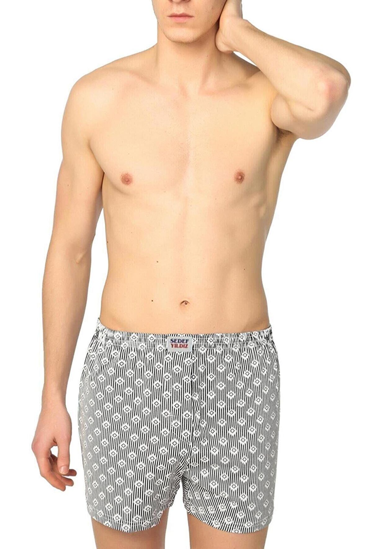 Sedef Yıldızı Erkek Desenli Penye Boxer 1012 - 3 Adet