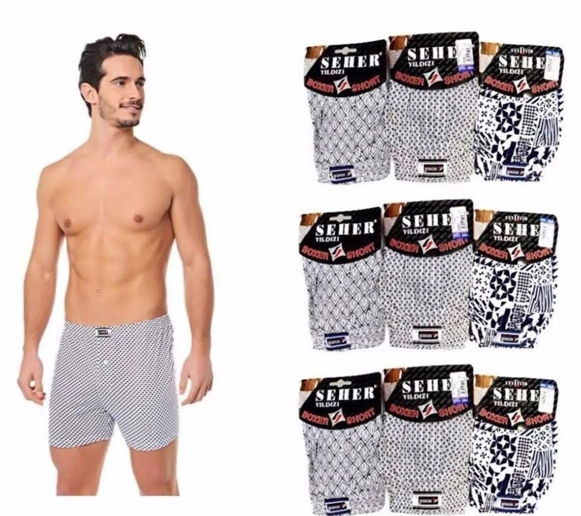 Seher Yıldızı Erkek Desenli Boxer 007 - 12 Adet