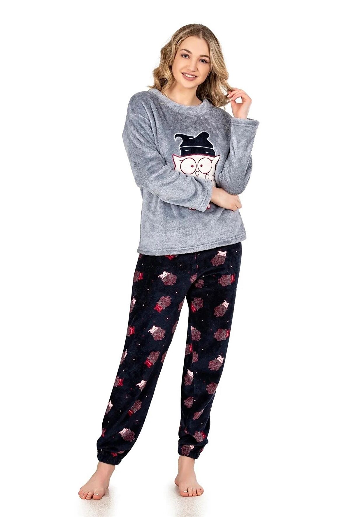 Jiber Kadın Welsoft Kışlık Pijama Takımı 3917 - 1 Adet