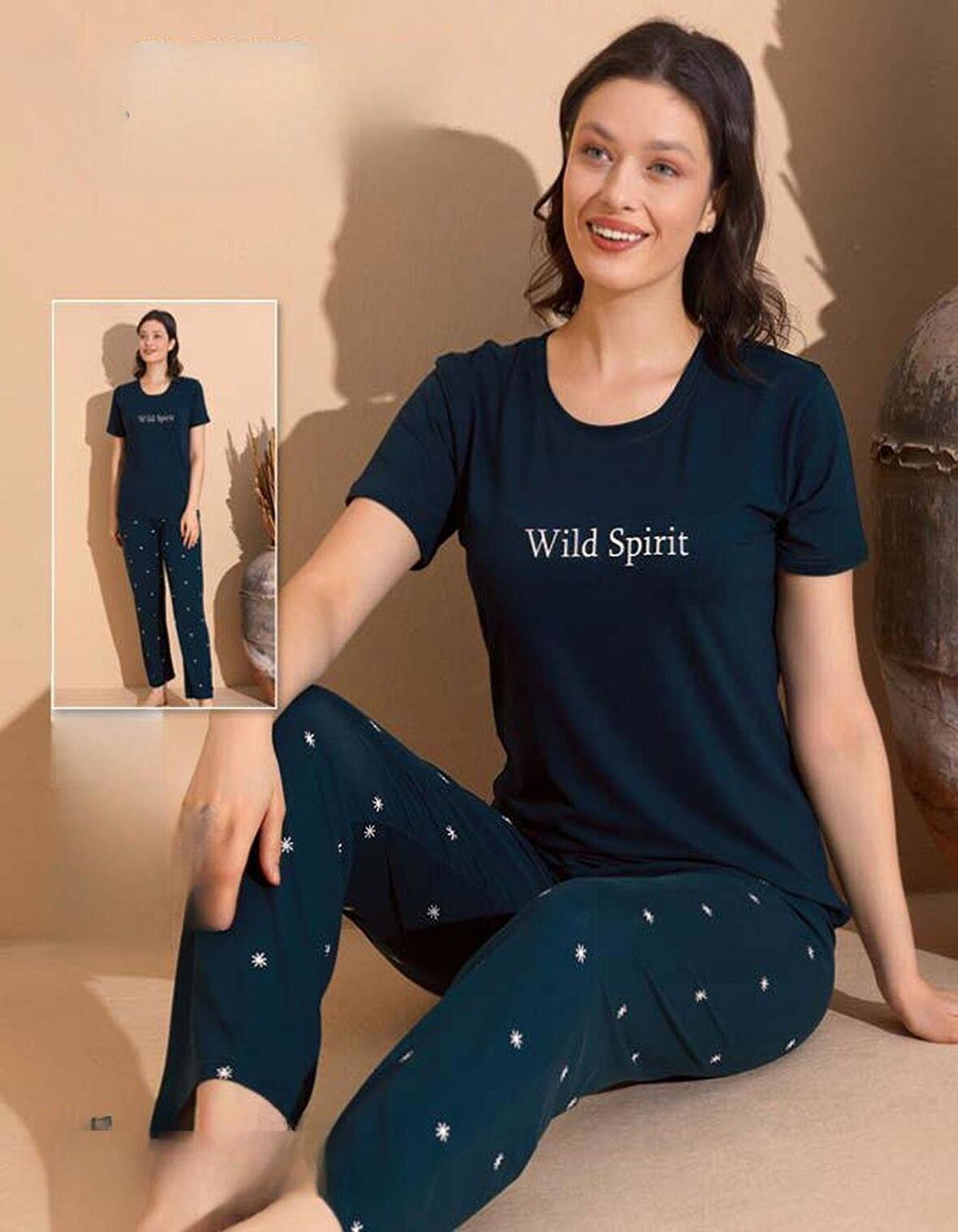 Boyraz Kadın Milan Bisiklet Yaka İnce Kısa Kol Pijama Takımı 11002 - 1 Adet