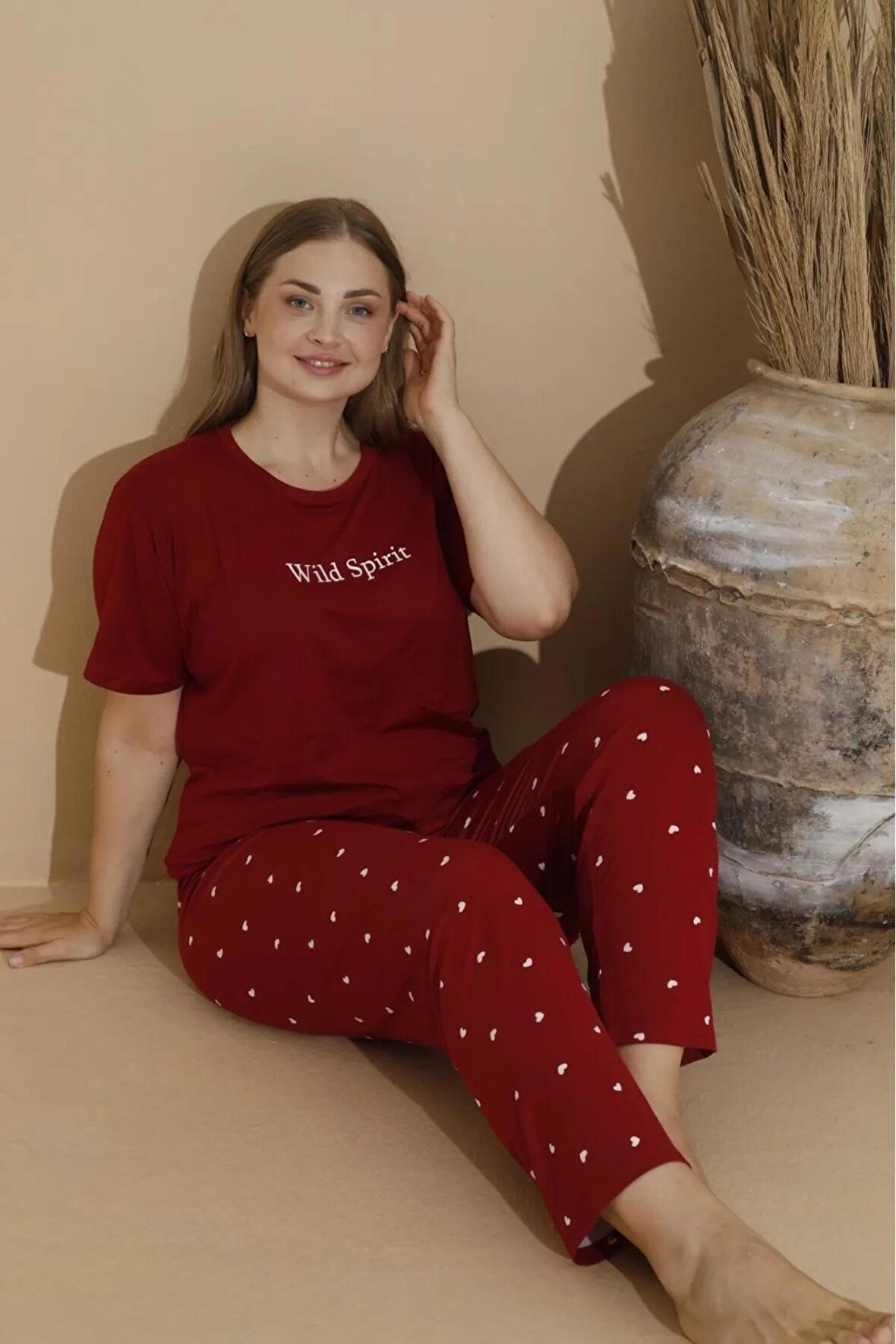 Boyraz Kadın Milan Büyük Beden Bisiklet Yaka Kısa Kol İnce Pijama Takımı 11053 - 1 Adet