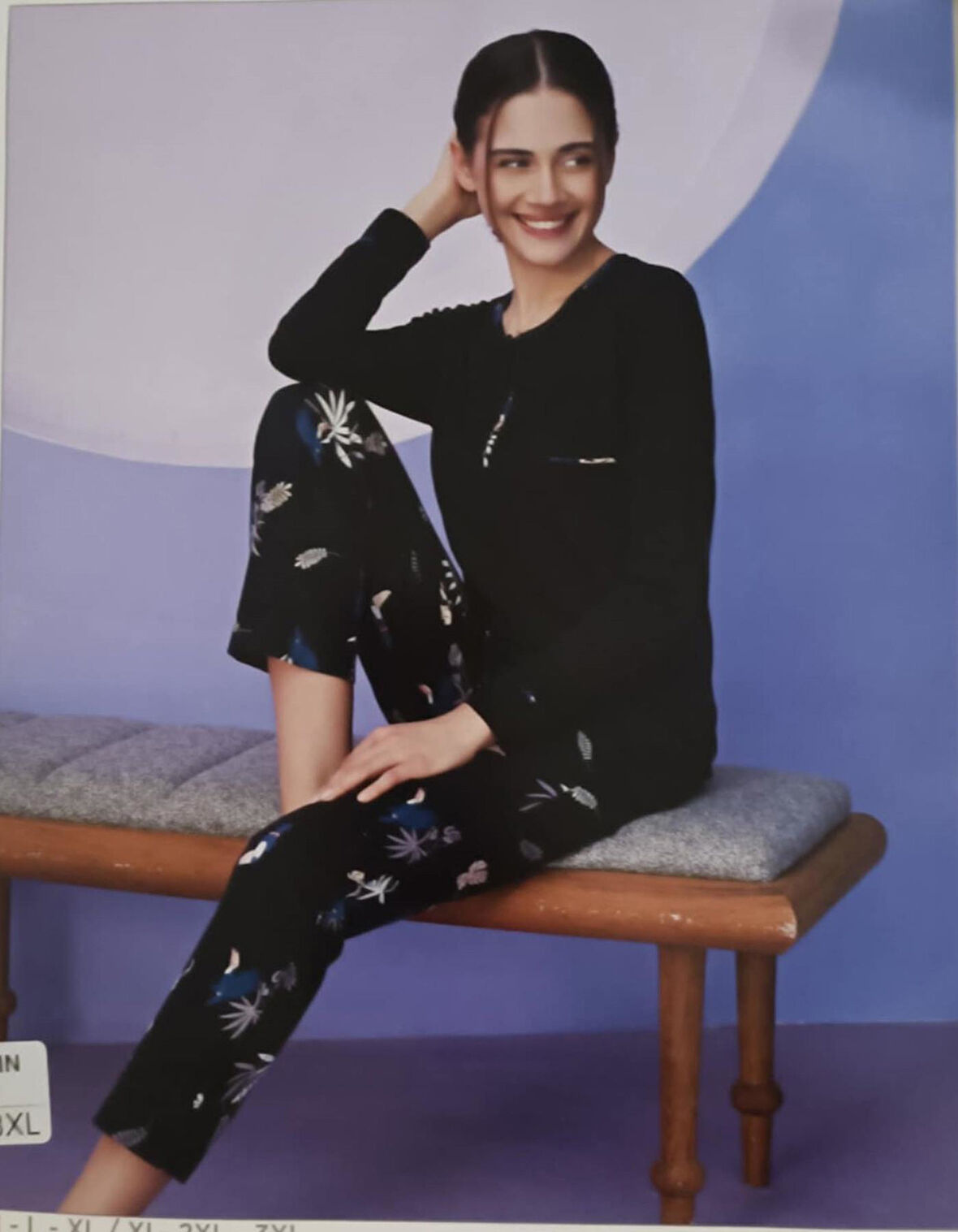 Miss Klein Kadın Büyük Beden Düğme Yaka Pamuklu Likralı Uzun Kol Pijama Takımı 1139 - 1 Adet