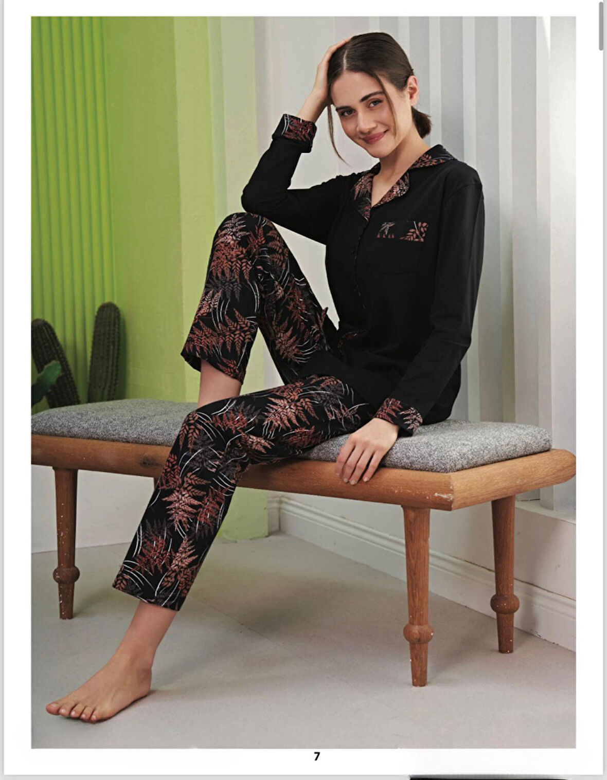 Miss Klein Kadın Büyük Beden Gömlek Yaka Pamuklu Likralı Kısa Kol Pijama Takımı 1136 - 1 Adet