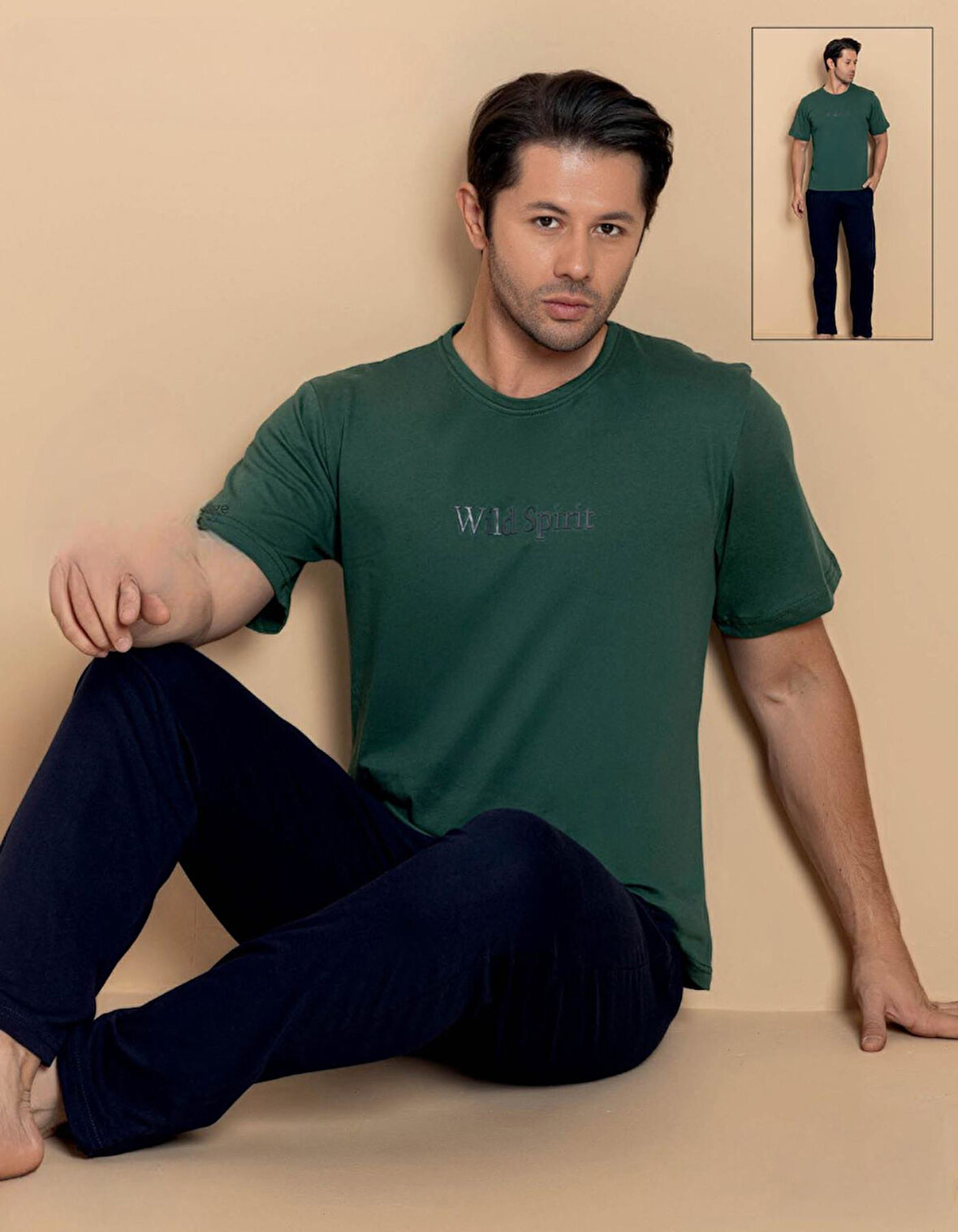 Pijamerry Erkek Bisiklet Yaka Kısa Kol Penye Pijama Takımı 6323 - 1 Adet