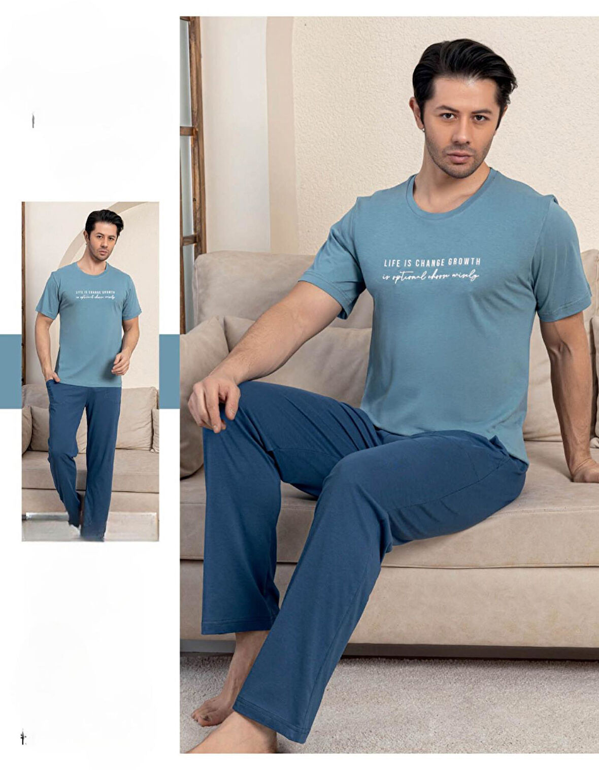 Pijamerry Erkek Bisiklet Yaka Kısa Kol Penye Pijama Takımı 5832 - 1 Adet
