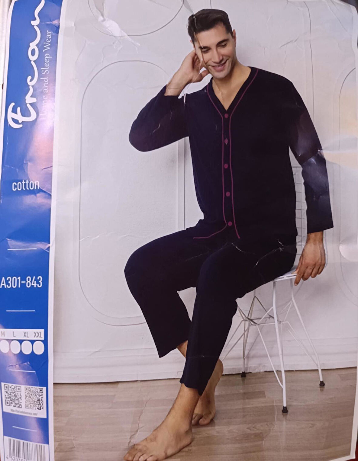 Sude Ercan Erkek Önden Düğmeli Uzun Kol İnce Pijama Takımı A301-843 - 1 Adet