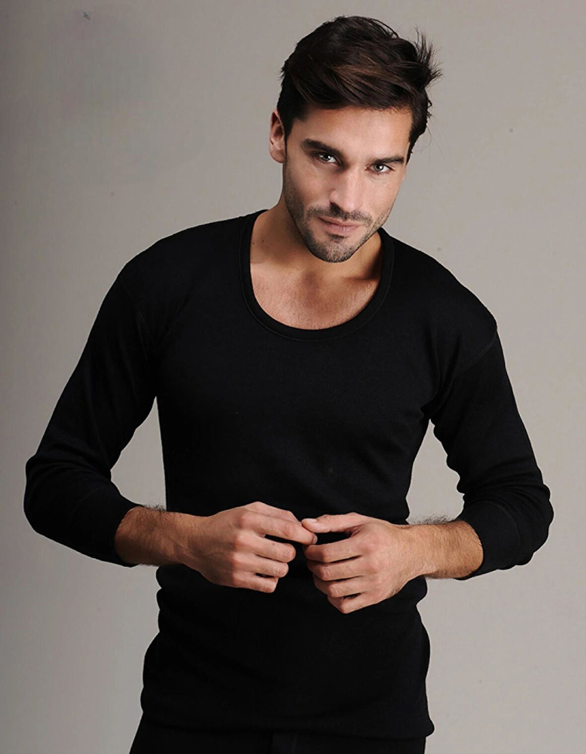 Hasyün Erkek Siyah %61 Yün UZUN Kol Fanila Atlet İçlik 4002 - 2 Adet