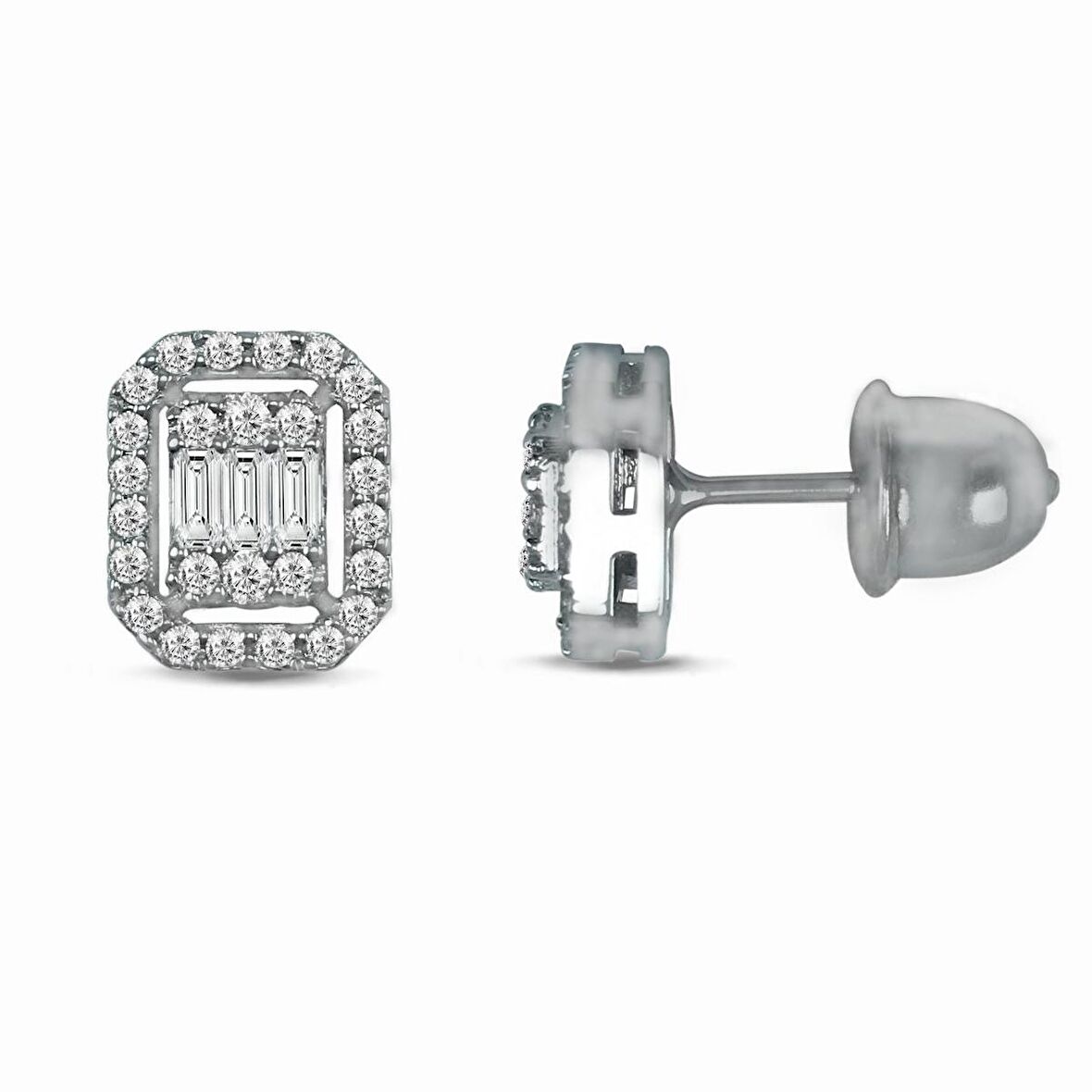 0.57 Karat F Renk Pırlanta Baget Küpe KPB12