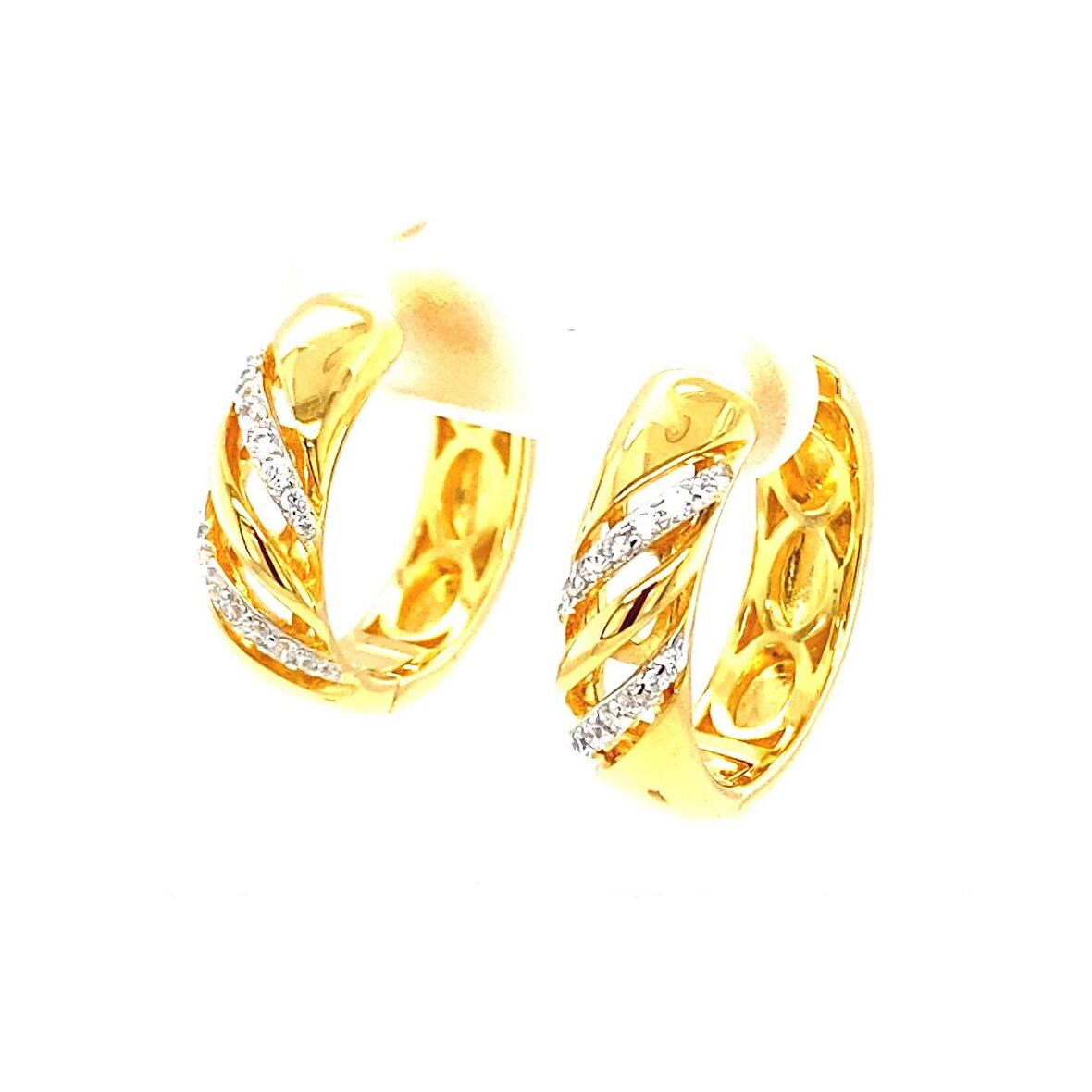 TAHAL KUYUMCULUK Desenli Gümüş Halka Küpe (Gold)