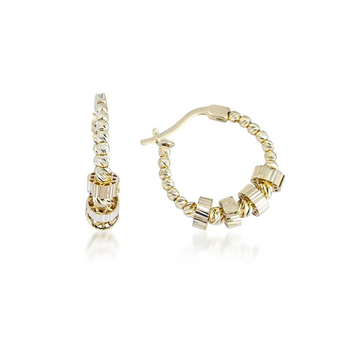 Kalemli Dorika Top Halka Altın Küpe