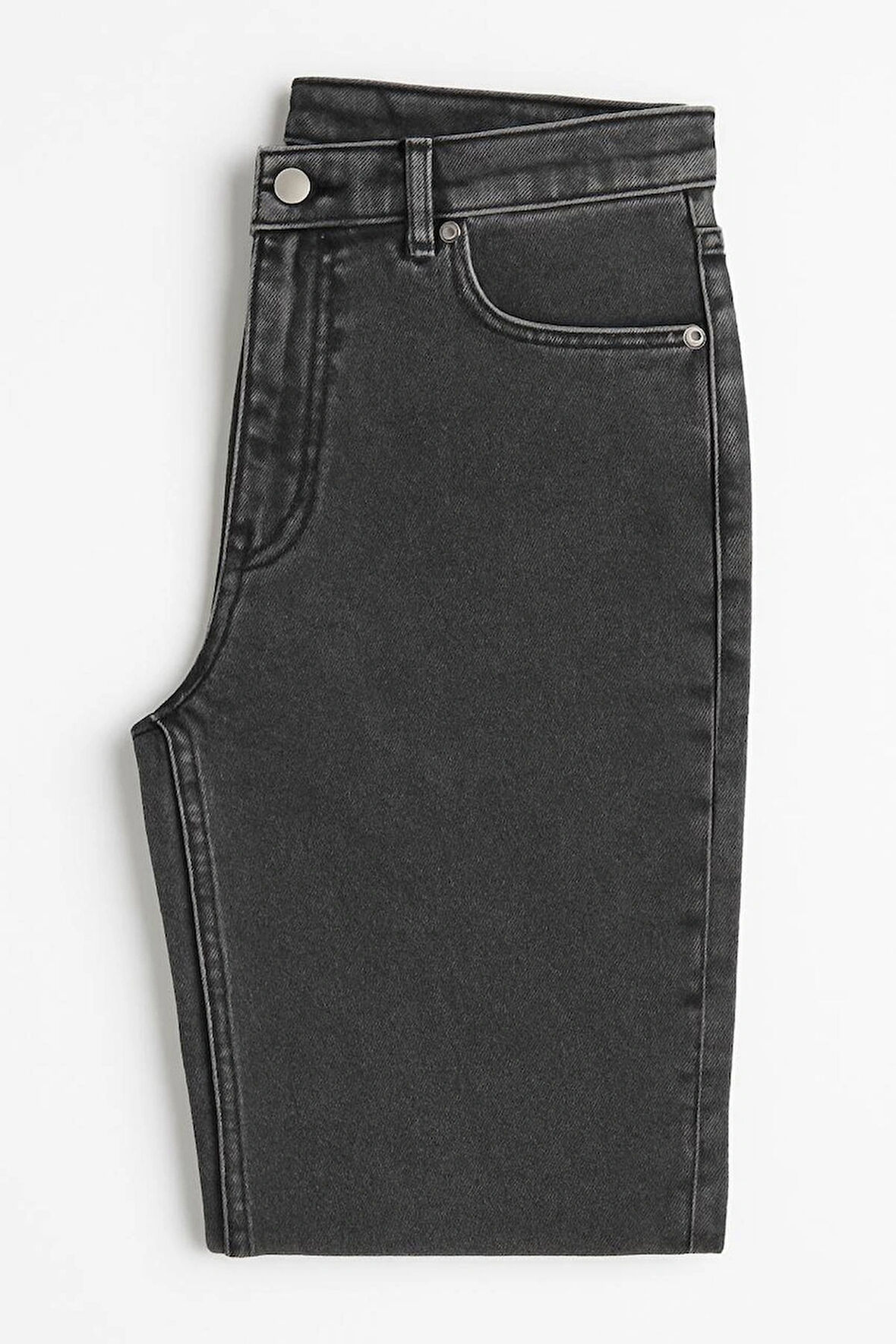 Kot pantolonu yüksek bel straight fit jeanz pantolonu gri kot pantolonu