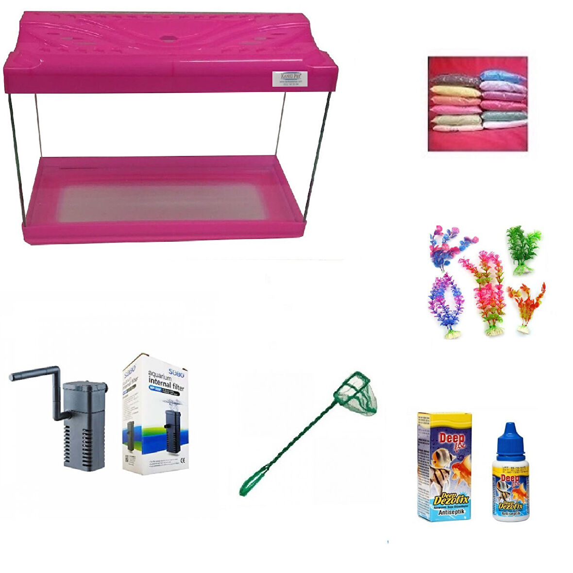 Kanki Pet 30 Cm Akvaryum Hazır Set 3018 Pembe