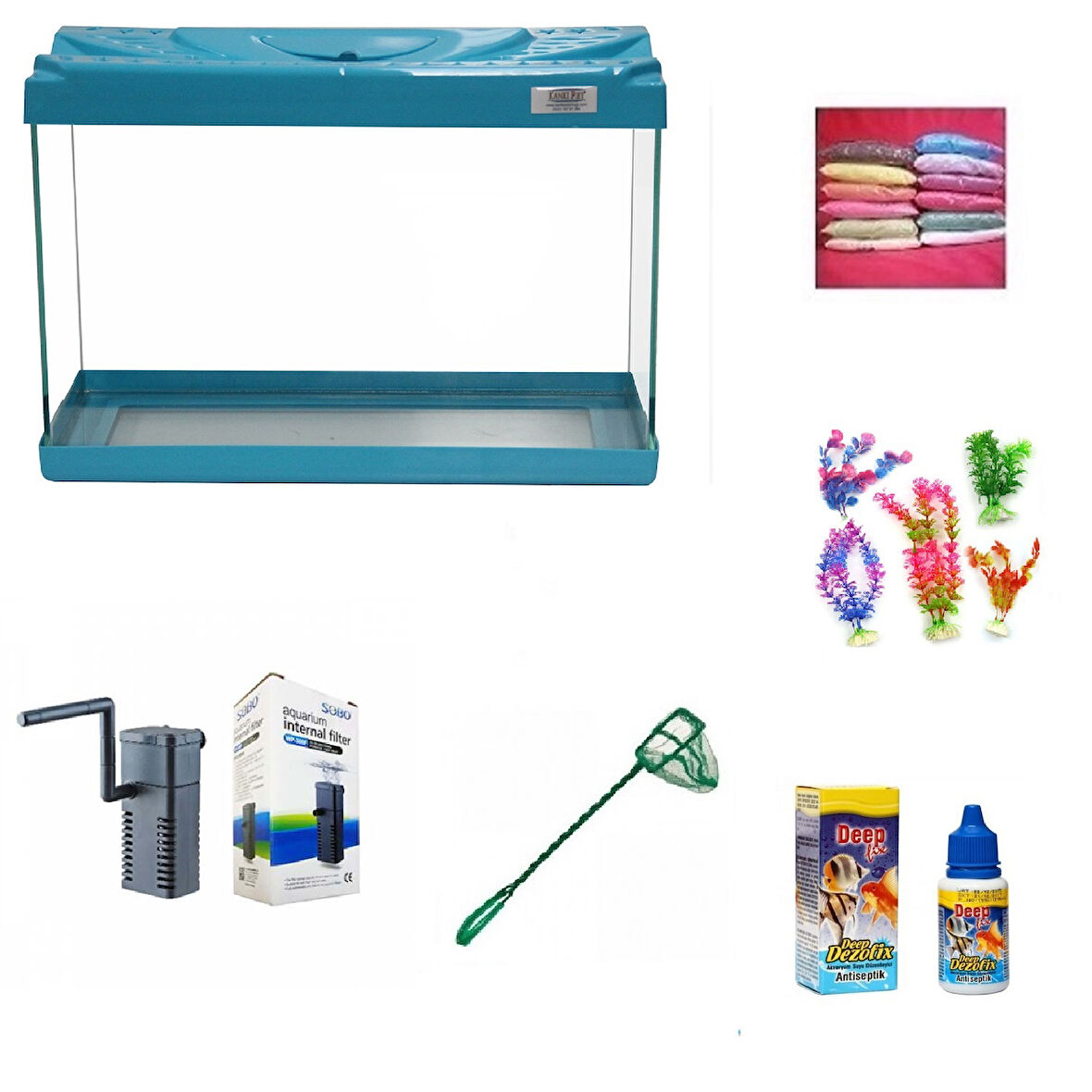 Kanki Pet 30 Cm Akvaryum Hazır Set 3018 Turkuaz
