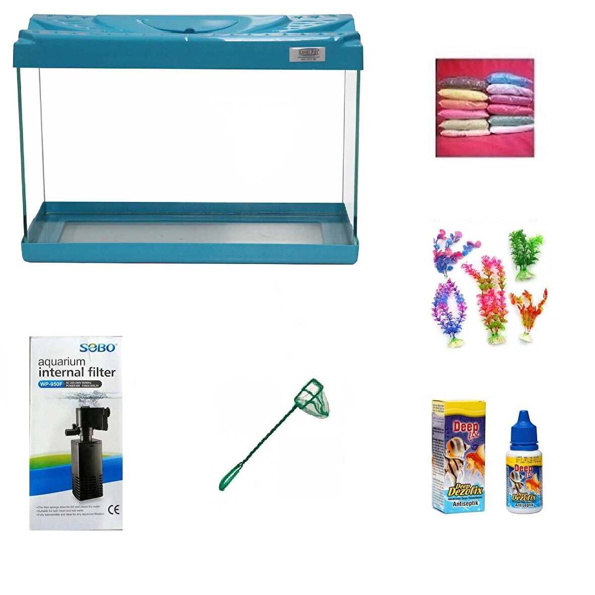 Kanki Pet 3518 Akvaryum Hazır Set Turkuaz 35 CM