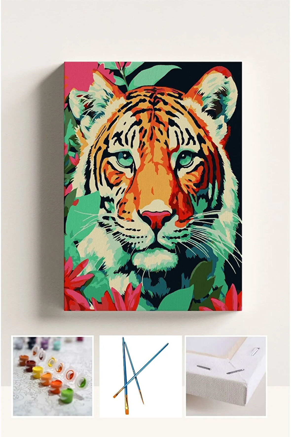 Sayılarla Boyama Çerçeveli Hobi Seti Numaralı Tuval Fırça Boya Dahil Kasnaklı 40X50 Cm