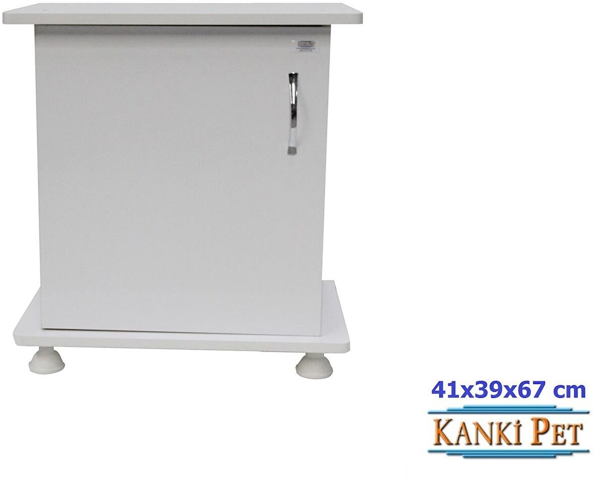 Kanki Pet 41 Cm MDF Flex İthal Akvaryum Sehpası Beyaz 41x39x67 Cm