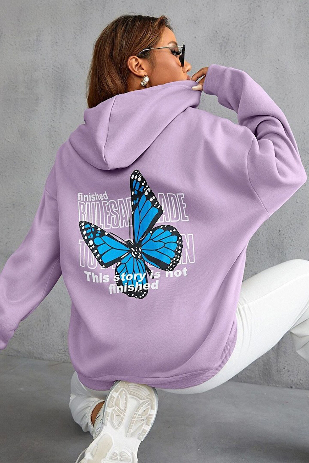 Uyguntarz Unisex Kelebek Sırt Baskılı Sweatshirt