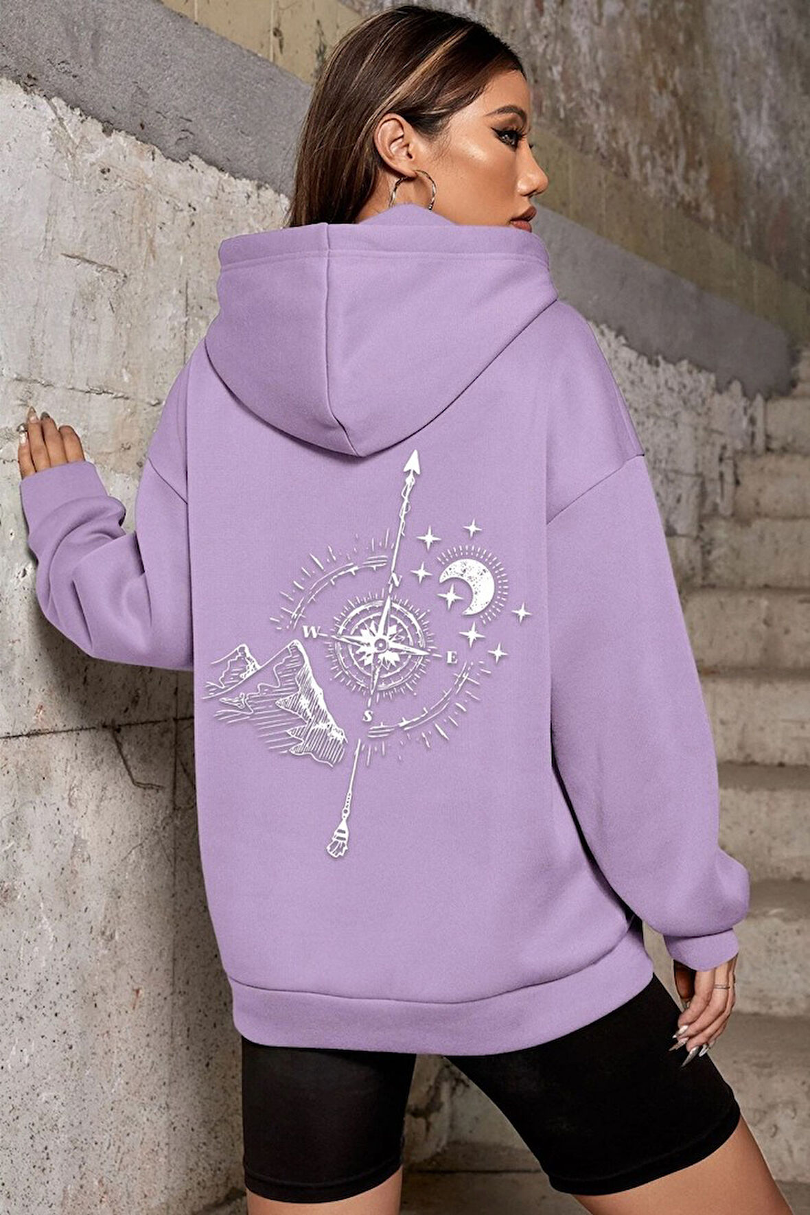 Uyguntarz Unisex Pusula Sırt Baskılı Sweatshirt