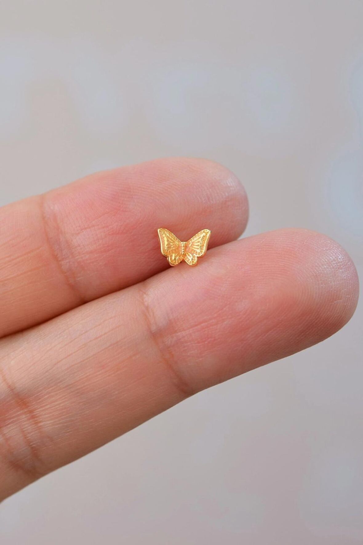 Gold Çelik Altın Kelebek Helix Piercing Kıkırdak Lob