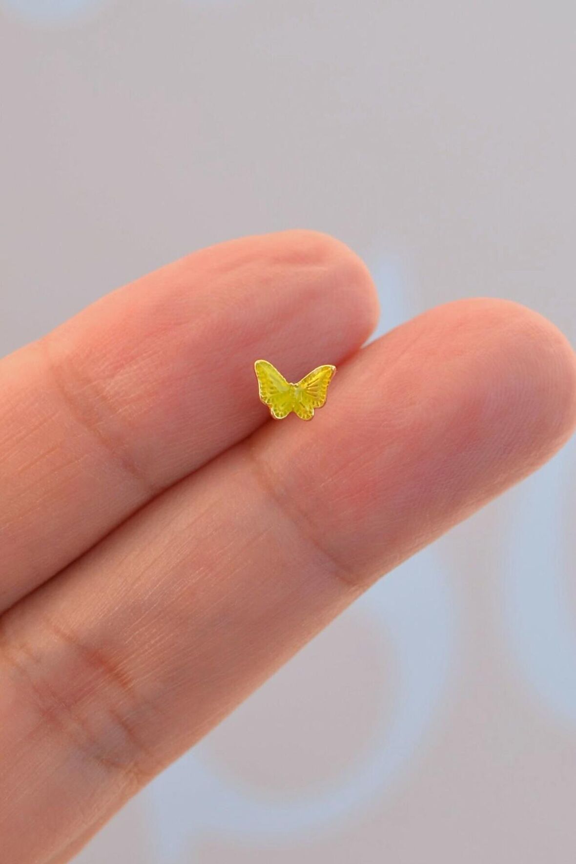 Gold Çelik Sarı Kelebek  Helix Piercing Kıkırdak Lob