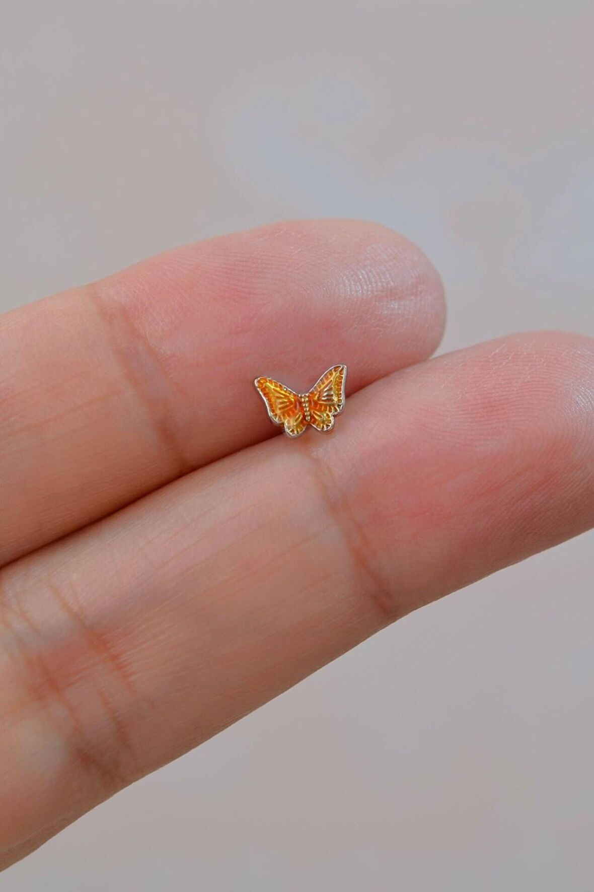 Gümüş Renk Çelik Bronz Kelebek Helix Piercing Kıkırdak Lob