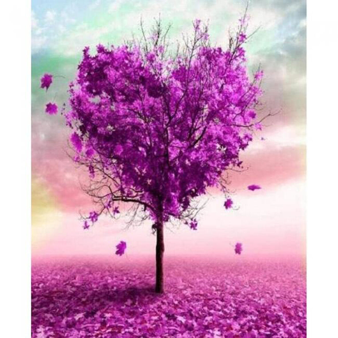 Canvas Aşk Ağacı Sayılarla Boyama Seti  Kasnaklı 40 x 50 cm