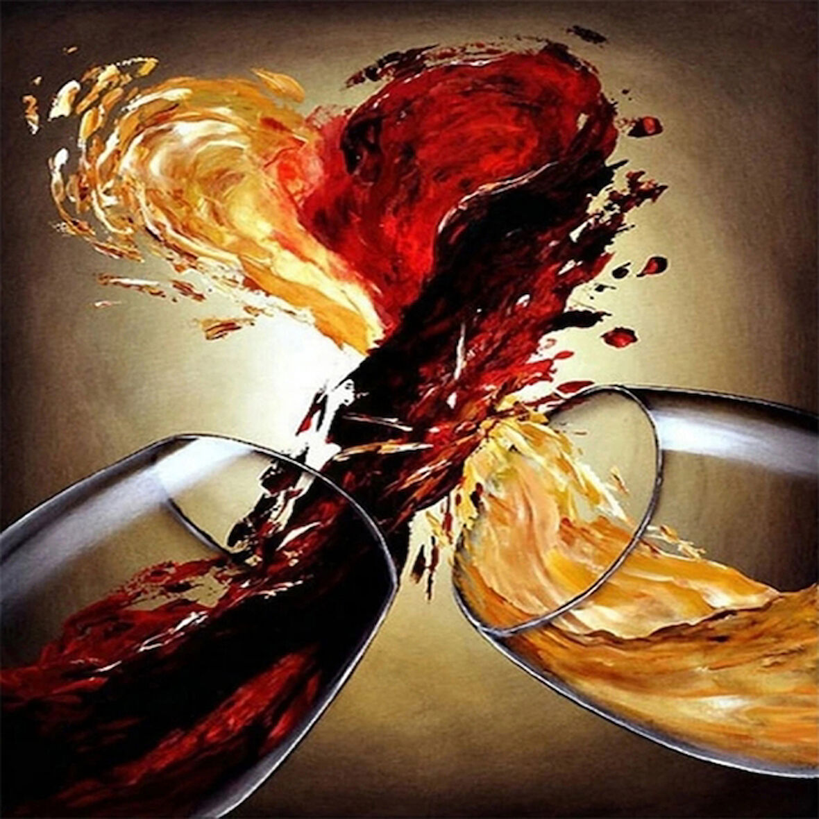 Canvas İki Kadeh Sayılarla Boyama Seti  Kasnaklı 40 x 50 cm