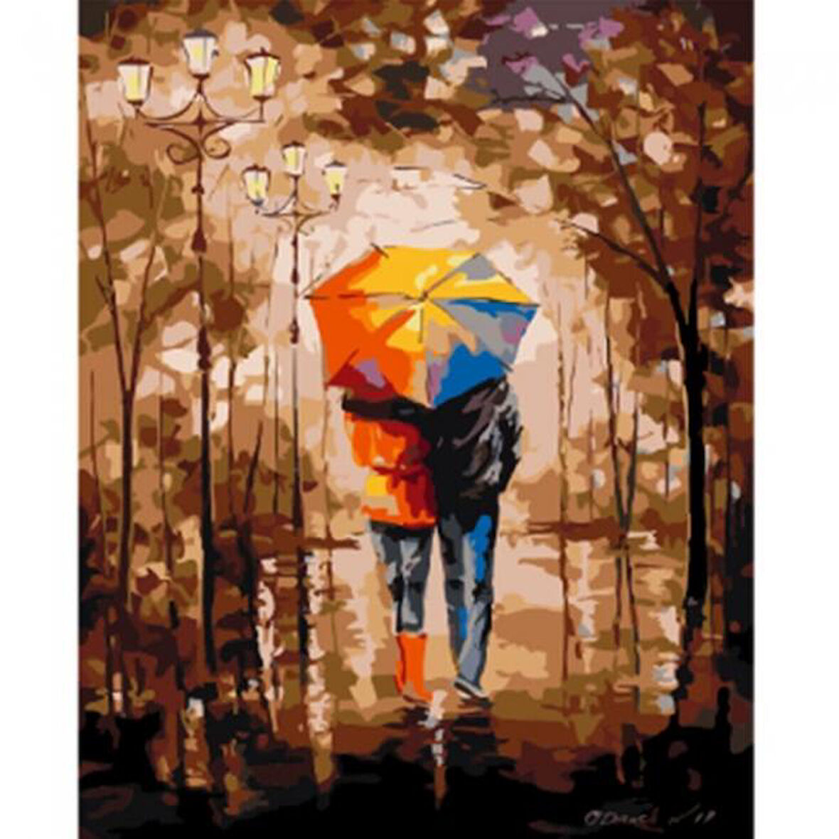 Canvas Sonbaharda Yürüyüş Boyama Seti  Kasnaklı 40 x 50 cm