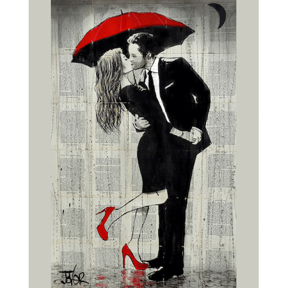 Canvas Romantik Şemsiye Anısı 4 Sayılarla Boyama Seti  Kasnaklı 40 x 50 cm