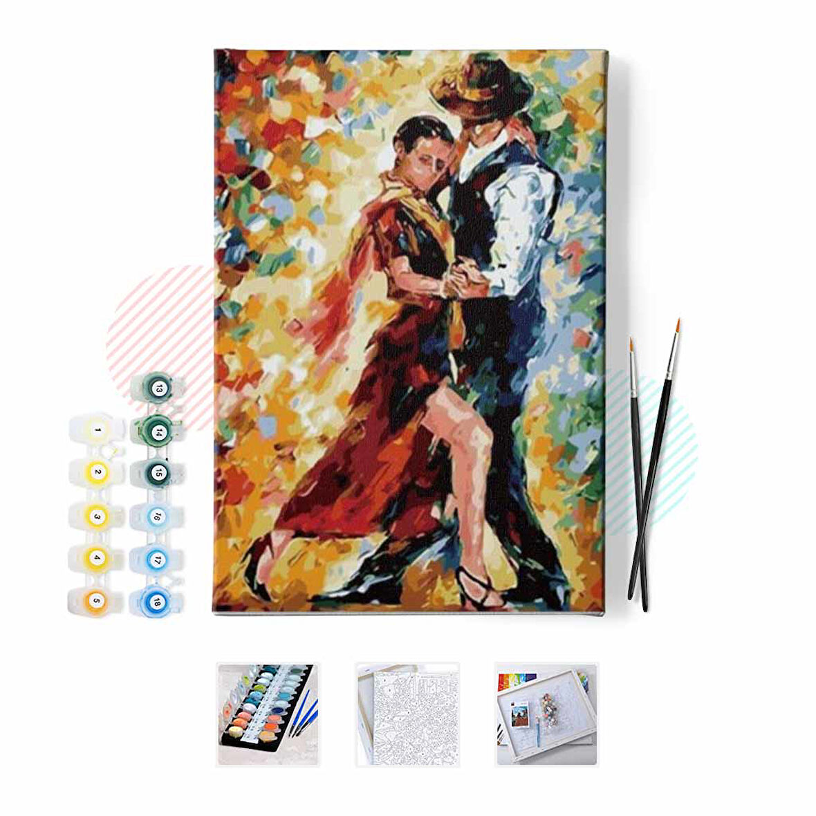 Canvas Tango Aşkı Sayılarla Boyama Seti  Kasnaklı 40 x 50 cm