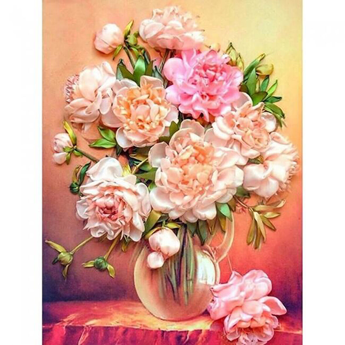 Canvas Bir Demet Sakayık Renkli Sayılarla Boyama Seti  Kasnaklı 40 x 50 cm