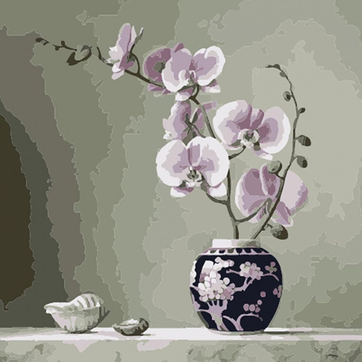 Canvas Masa Vazo Çiçek Bitiş Sayılarla Boyama  Seti  Kasnaklı 40 x 50 cm