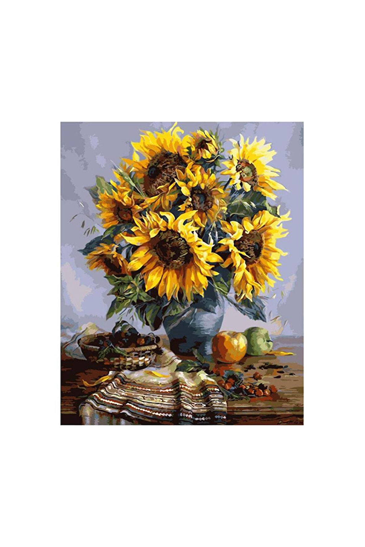 Canvas Masa Ve Ayçiçek Sayılarla Boyama Seti   Kasnaklı 40 x 50 cm